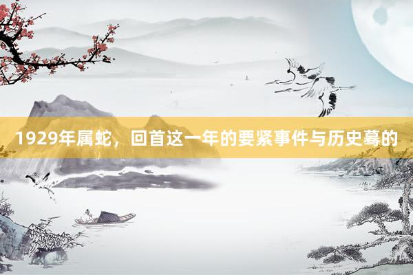 1929年属蛇，回首这一年的要紧事件与历史蓦的